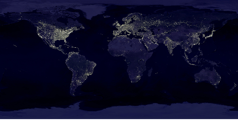 terre à la tombée de la nuit